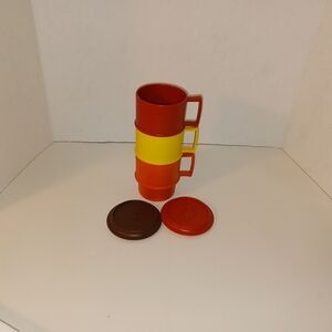 Tupperware Cups (3) "Autumn" Vintage